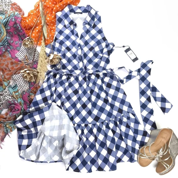 New Tommy Hilfiger Blue and White Dress Cotton With Pockets Sz 10 - Picture 14 of 14